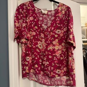 Sezane Pink Floral Blouse